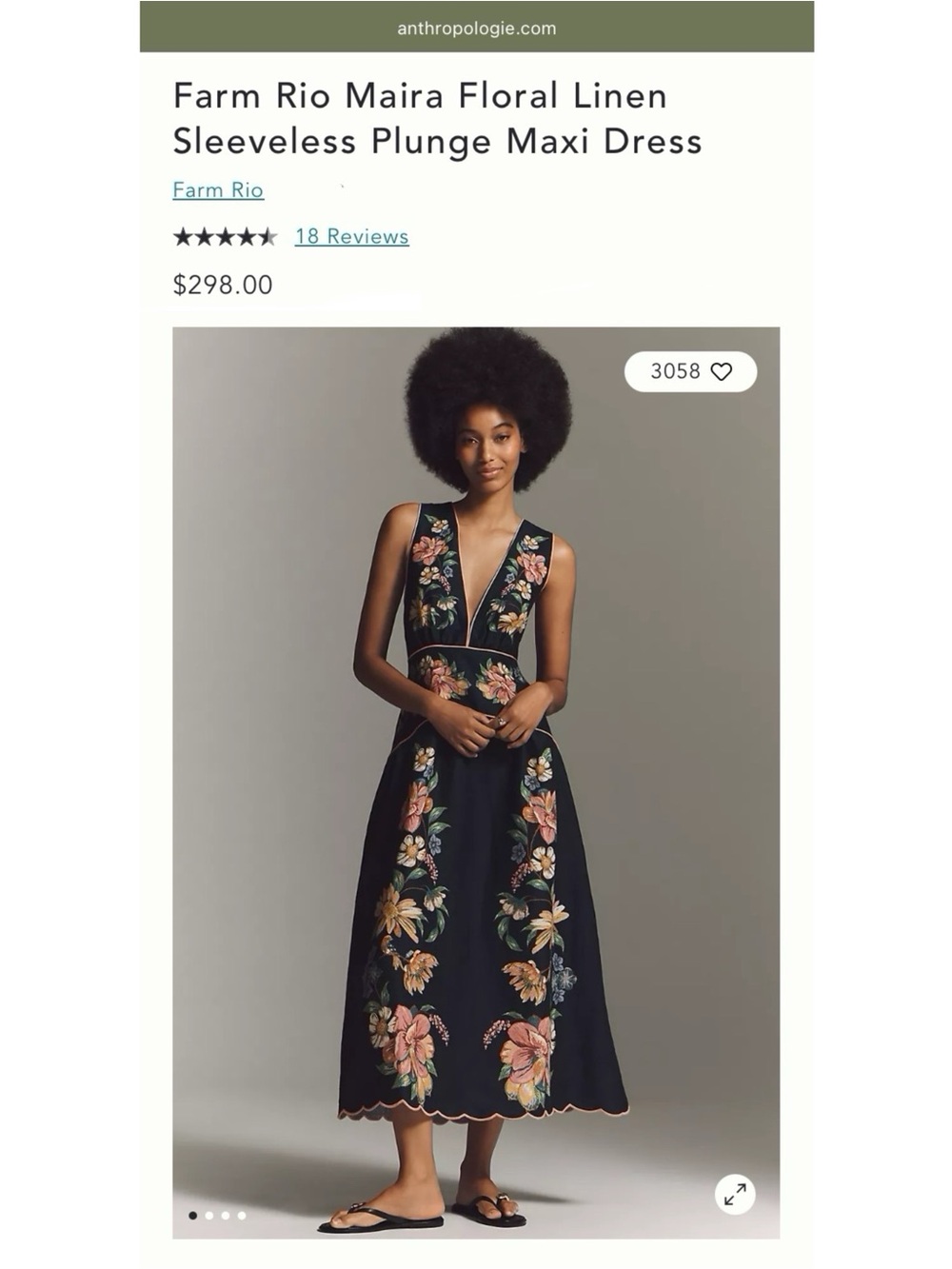 FARM RIO Maira Floral Linen Sleeveless Plunge Maxi Dress SMALL Navy Blue NWT - Picture 5 of 7
